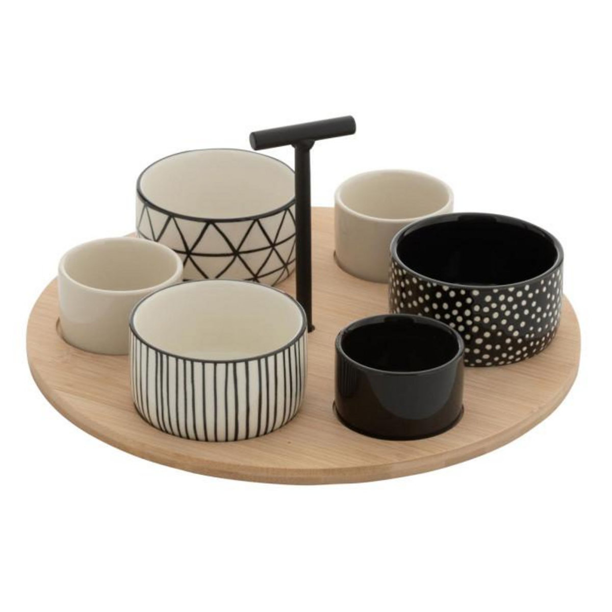 Paris Prix Service Apéritif 7 Pièces  Avery  29cm Noir & Blanc