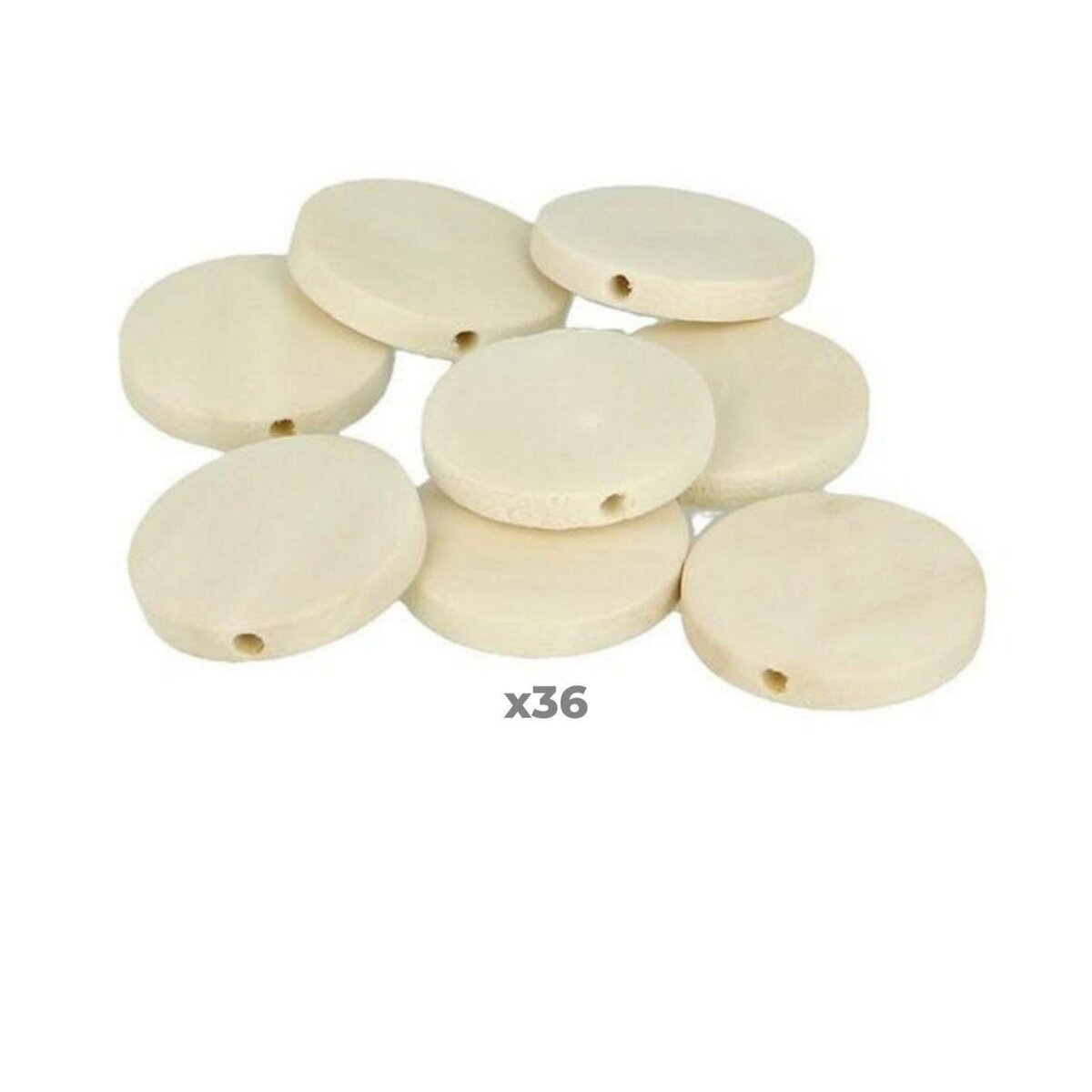 Artemio 36 perles en bois rondes plates 25 mm