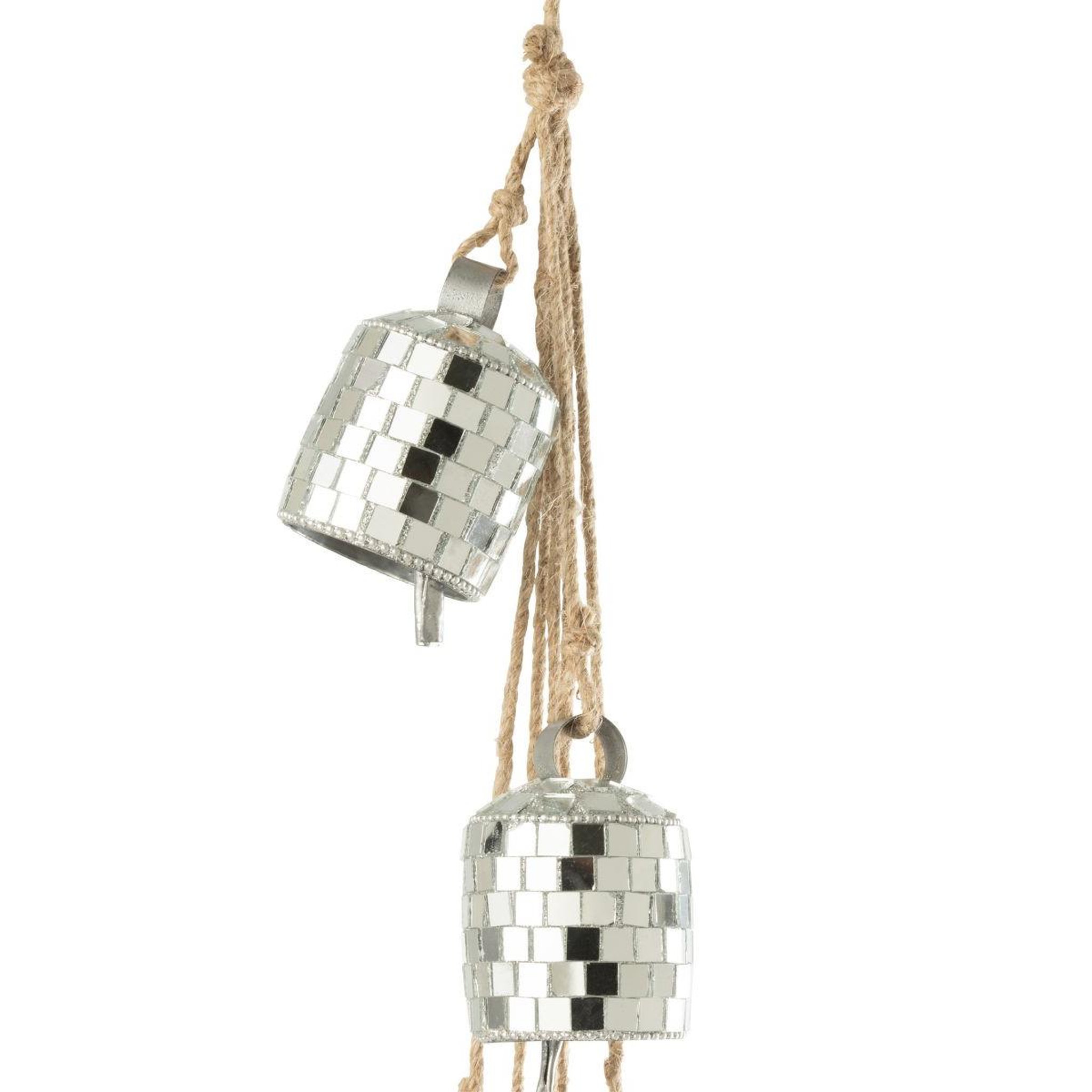 Voir la diapositive 2 : J-LINE Suspension de noël  7 cloches  45cm argent