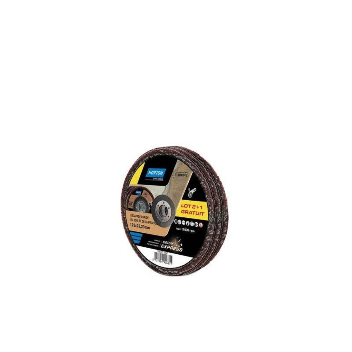 Norton Lot De 3 Disques Décapants Express Pour Bois/Vernis, 125 X 22,23 Mm