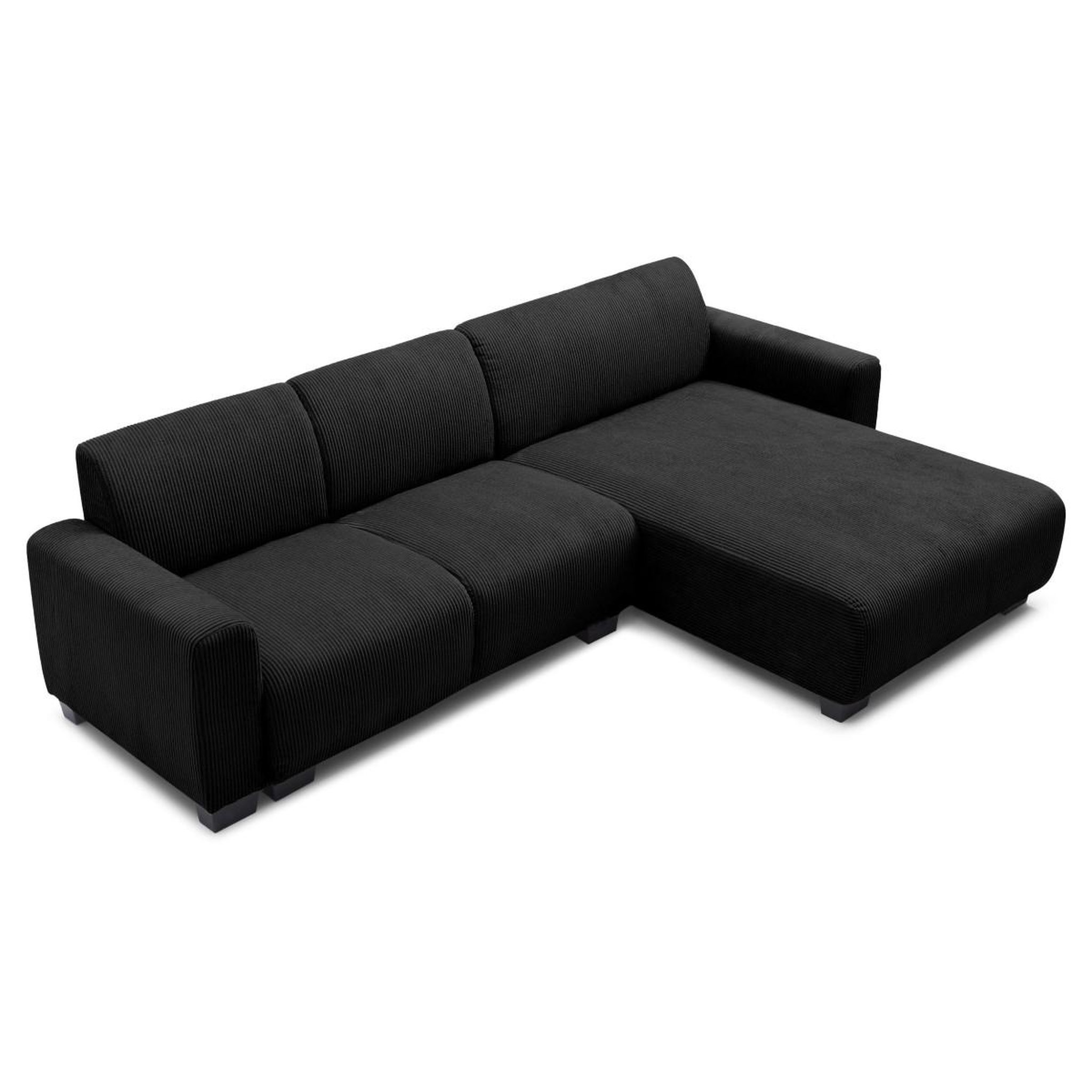 Voir la diapositive 3 : Paris Prix Canapé d'angle réversible en velours côtelé  leo  292cm noir