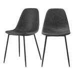 MAISON PAVANE Lot de 2 chaises en cuir synthétique gris/noir-Henrik