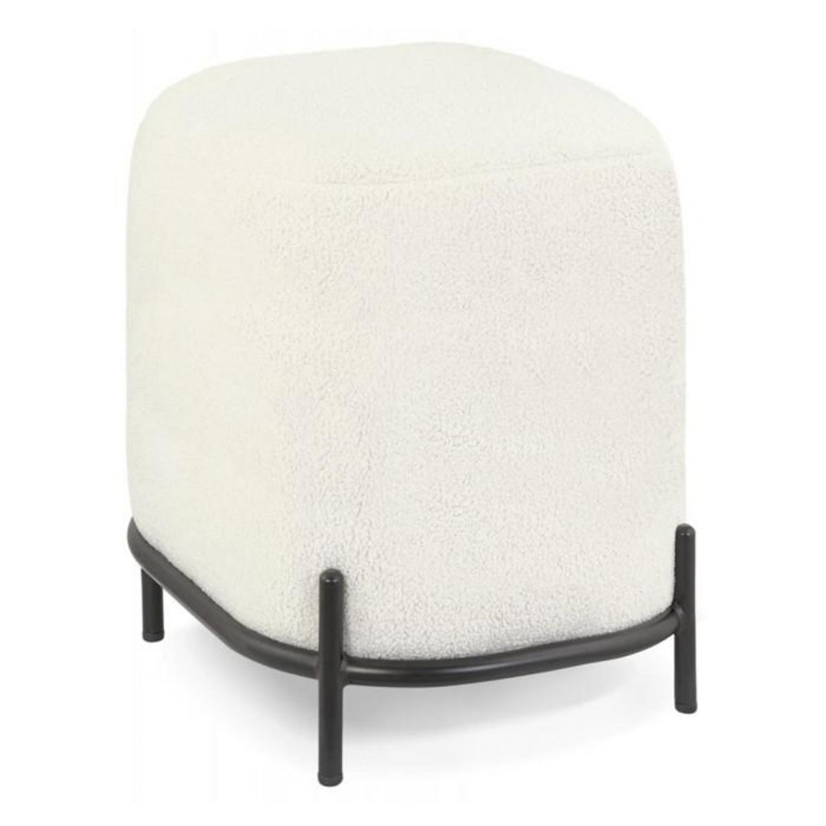Paris Prix Pouf en Tissu Bouclé  Mark  47cm Beige