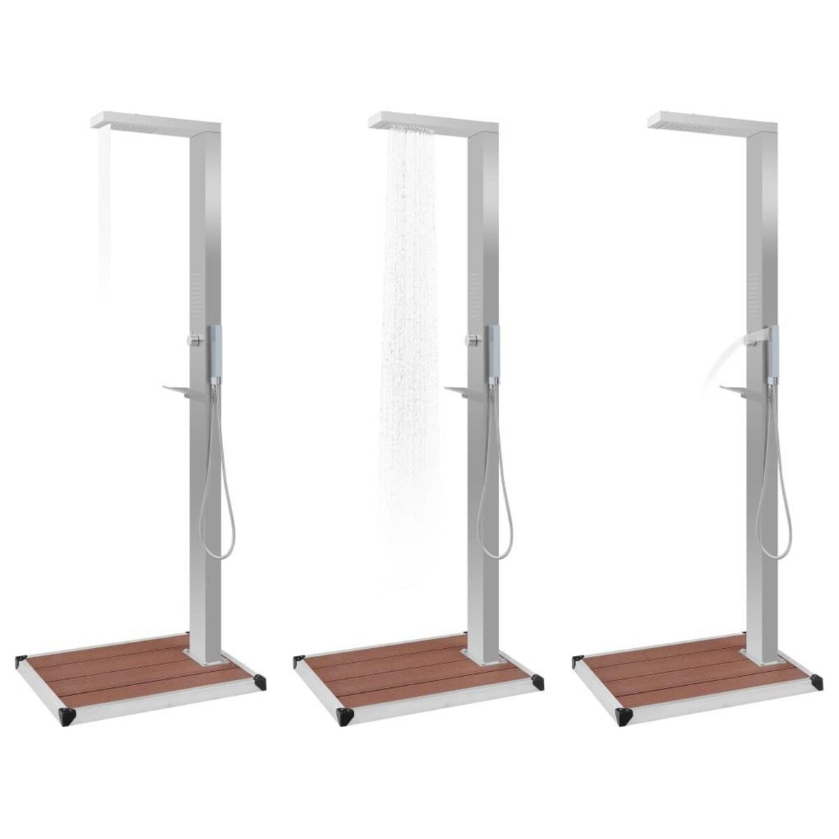 VIDAXL Douche d'exterieur avec receveur de douche WPC Acier inoxydable