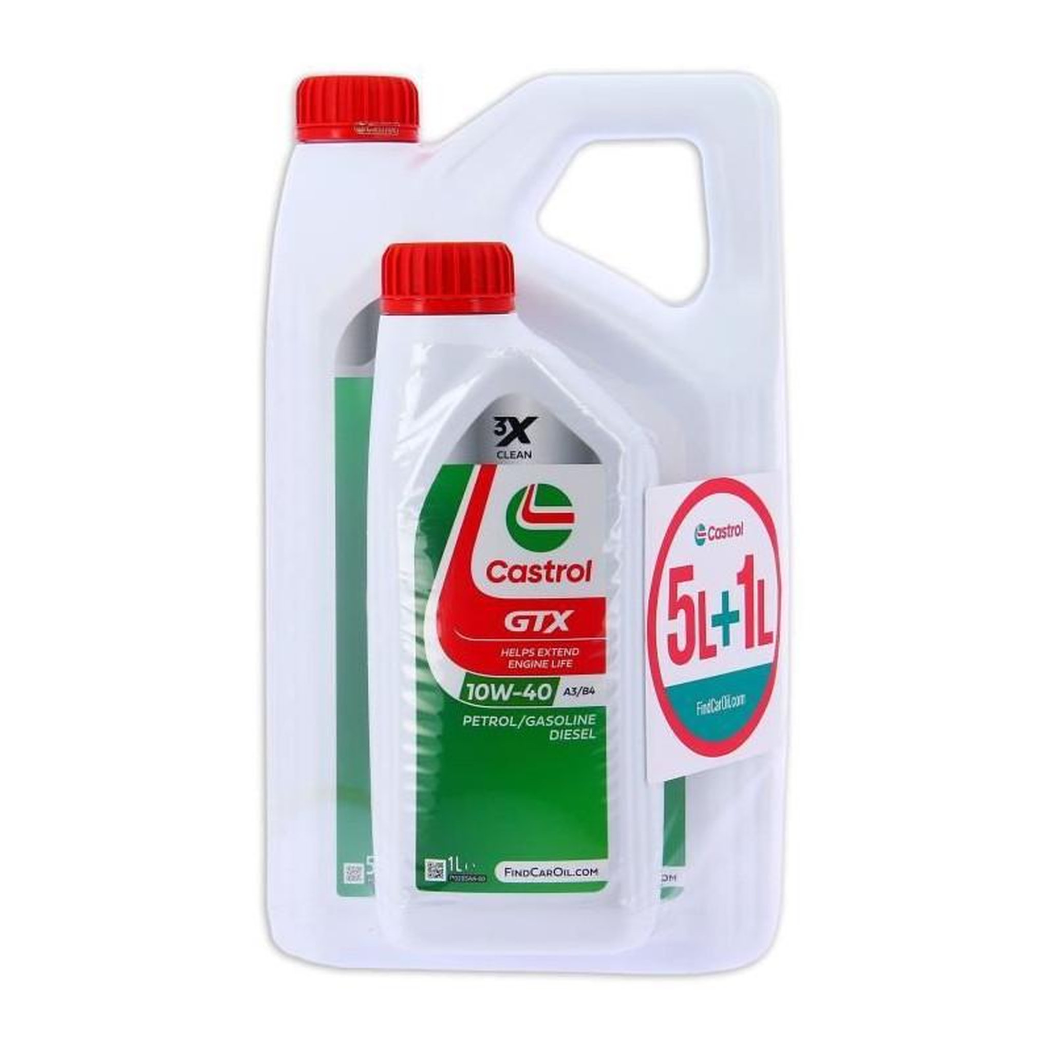 Voir la diapositive 4 : CASTROL Huile Moteur - CASTROL GTX - 10W-40 A3/B4 - 5L+1L - 057026
