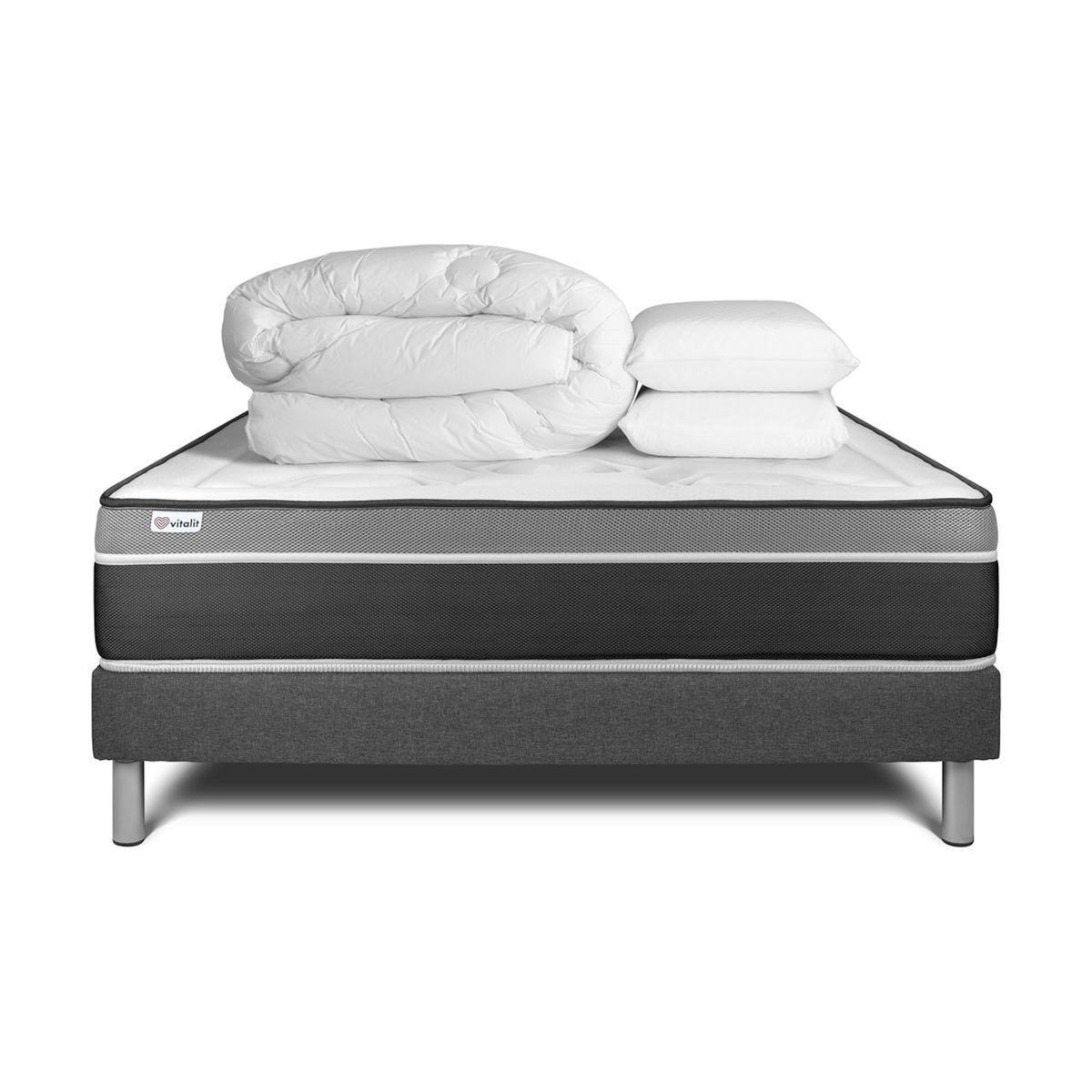 VITALIT Pack prêt à dormir VITAL CARE 180 x 200 cm sommier Kit gris
