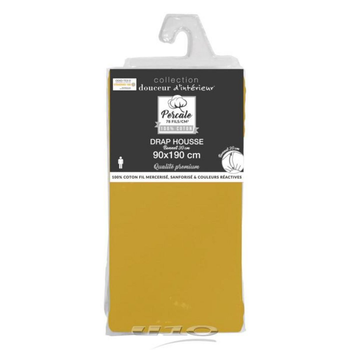 Paris Prix Drap Housse  Percaline  90x190cm Ocre