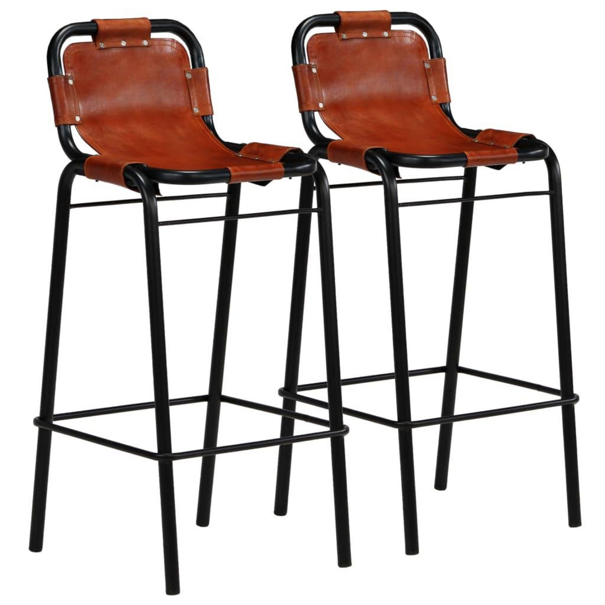 VIDAXL Ensemble de bar 3 pcs Bois massif recycle et cuir de chevre