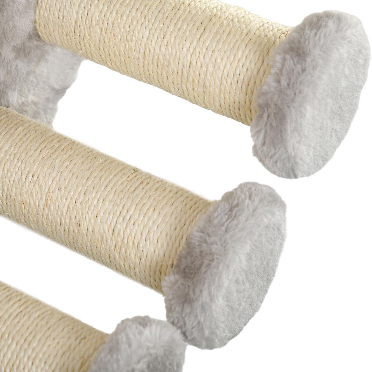 PAWHUT Mur d'escalade pour chat avec hamac passerelle planche à gratter et balles peluche sisal gris