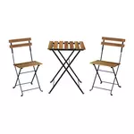 sweeek table de jardin bistrot en bois d'acacia et métal. 55 x 54 cm. 2 chaises pliantes