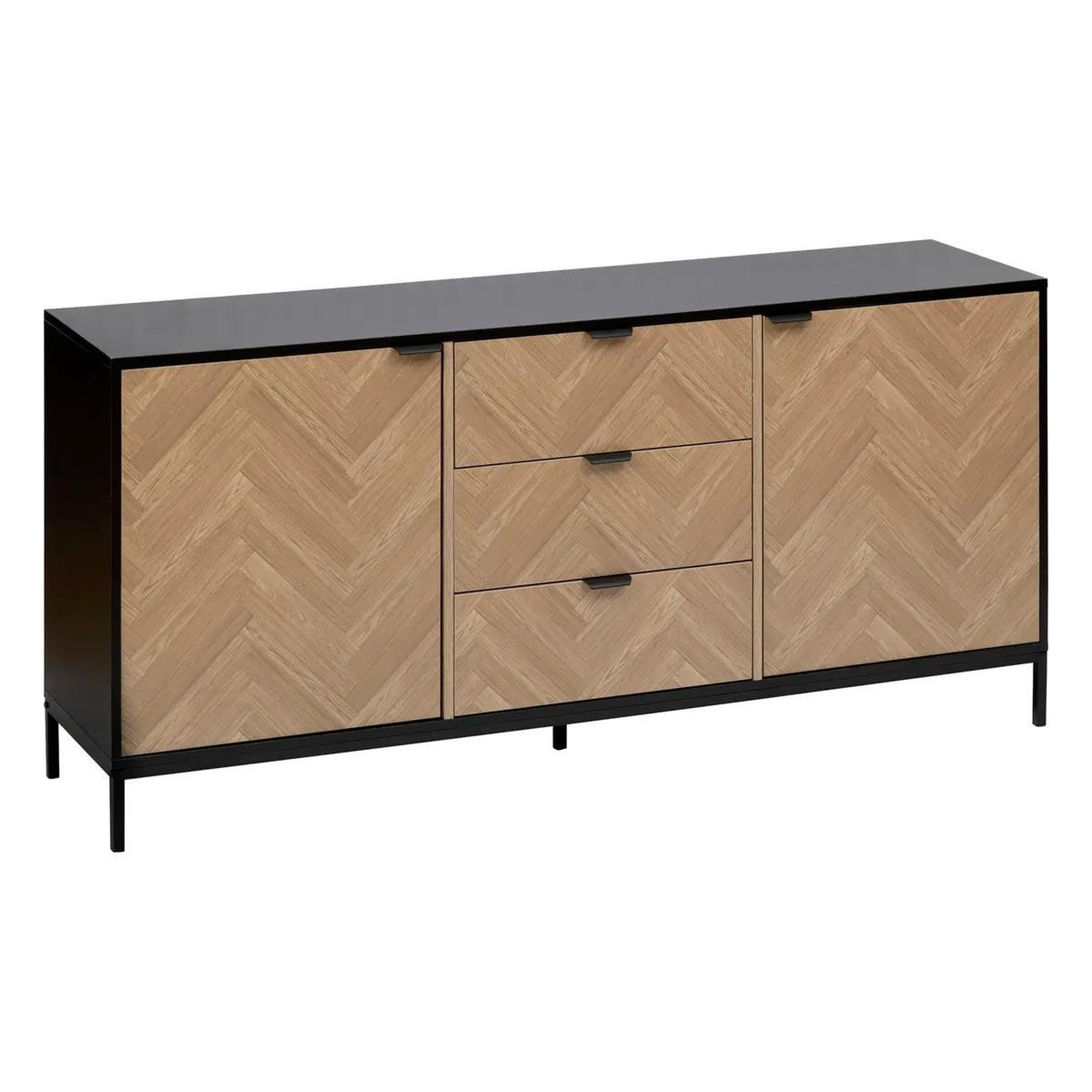 FIVE Buffet 2 portes & 3 tiroirs  chevrons  160cm naturel & noir