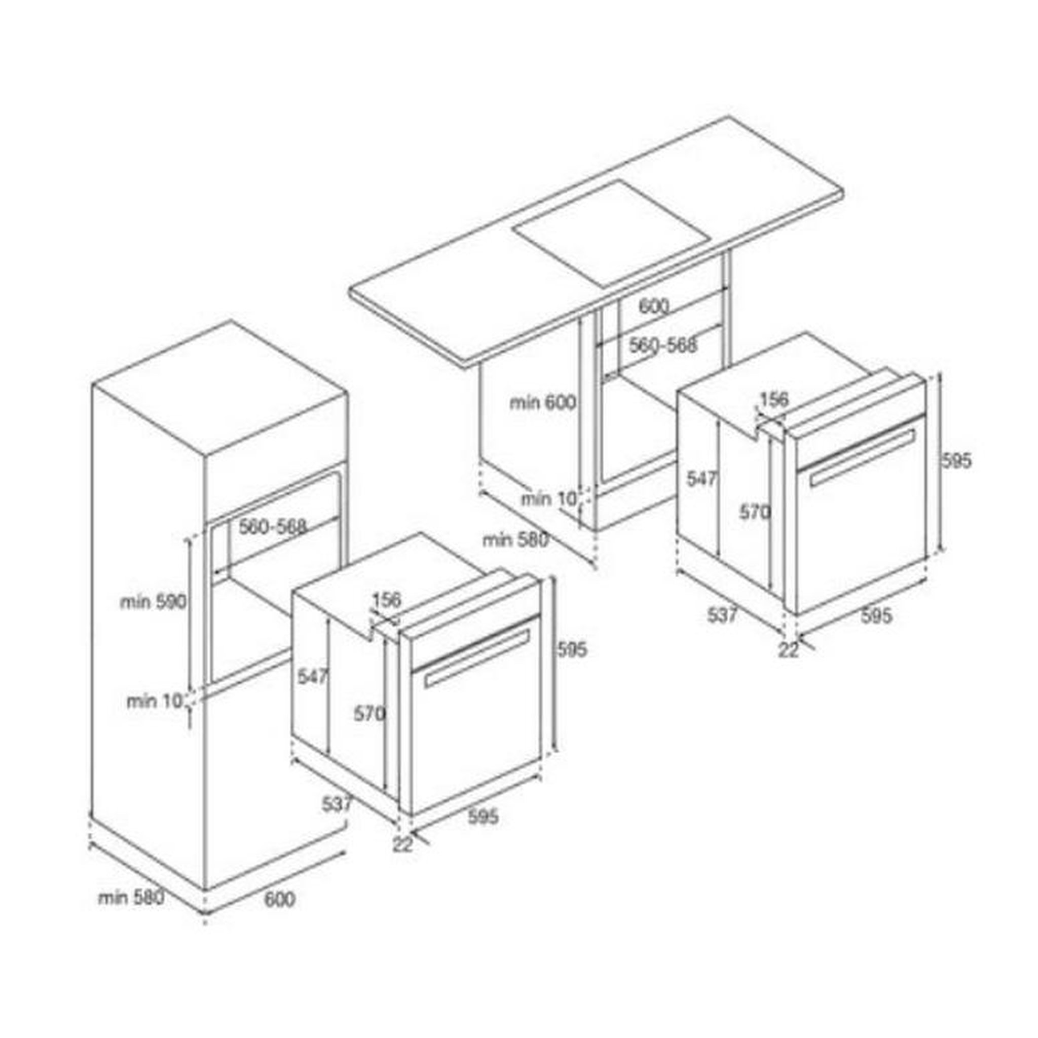 Voir la diapositive 3 : Airlux Four intégrable multifonction 70l 60cm pyrolyse inox - afp212ix