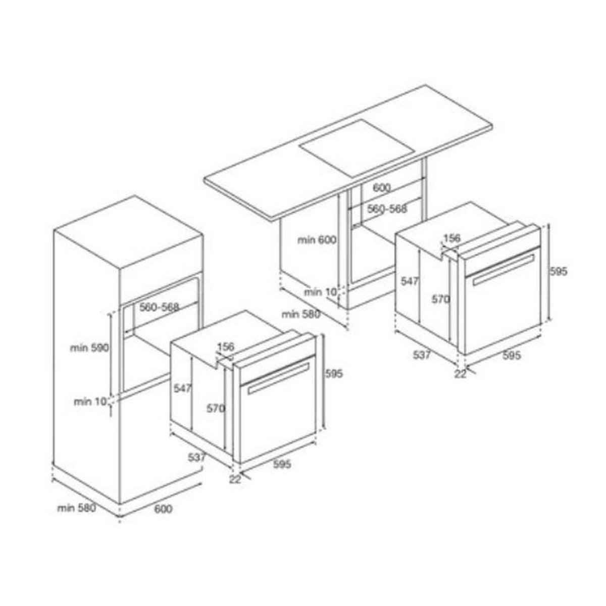 Airlux Four intégrable multifonction 70l 60cm pyrolyse inox - afp212ix