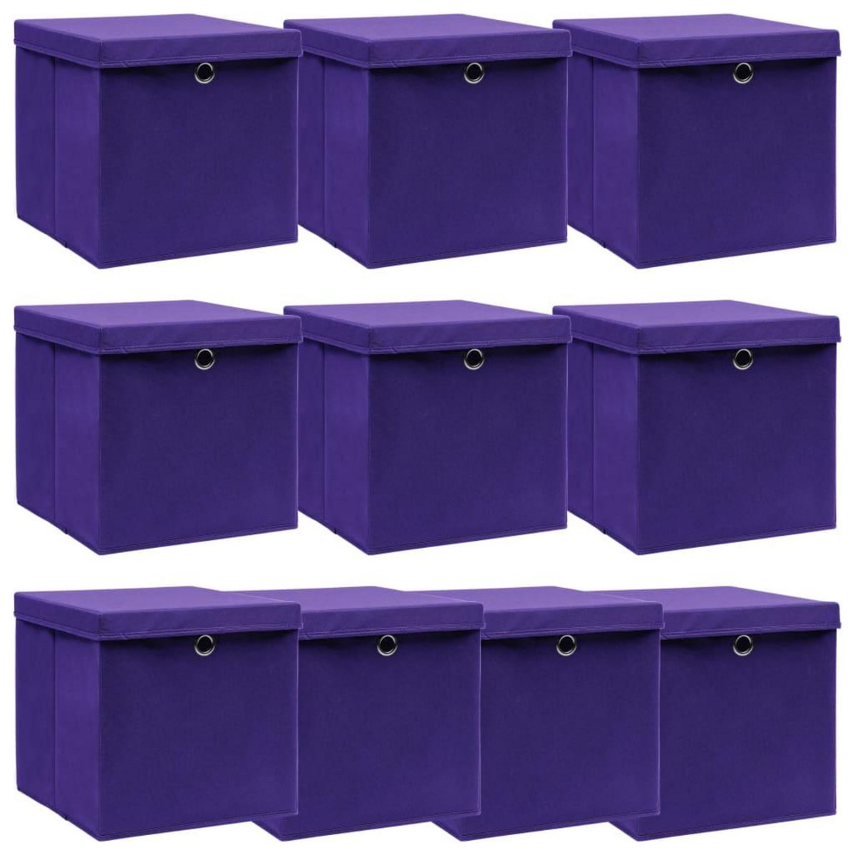 VIDAXL Boîtes de rangement et couvercles 10pcs Violet 32x32x32cm Tissu