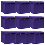 VIDAXL Boîtes de rangement et couvercles 10pcs Violet 32x32x32cm Tissu
