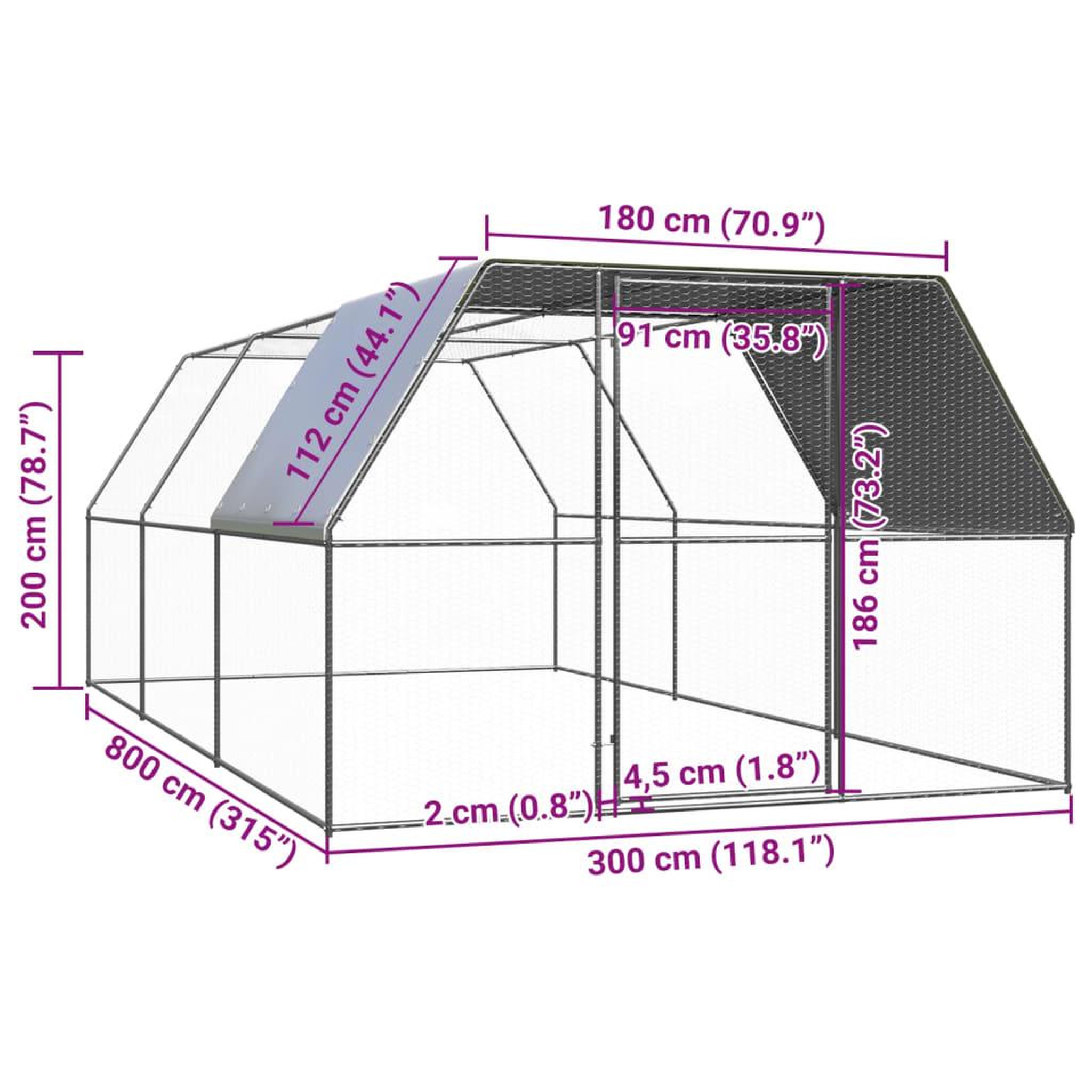 Voir la diapositive 6 : VIDAXL Poulailler d'exterieur 3x8x2 m Acier galvanise