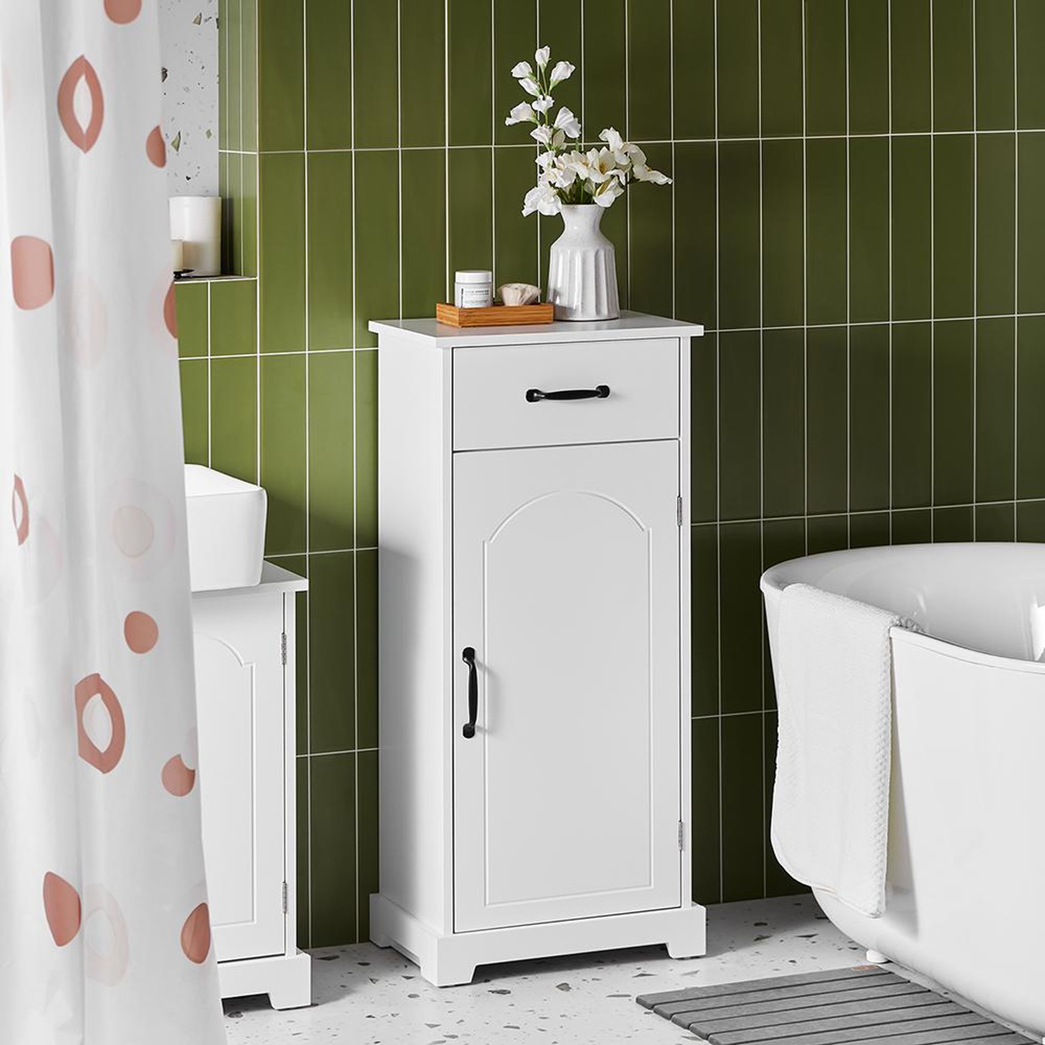 Voir la diapositive 2 : SOBUY SoBuy - Meuble de salle de bain bas avec un tiroir - Blanc - 42x30x93cm - Classique - BZR207-W