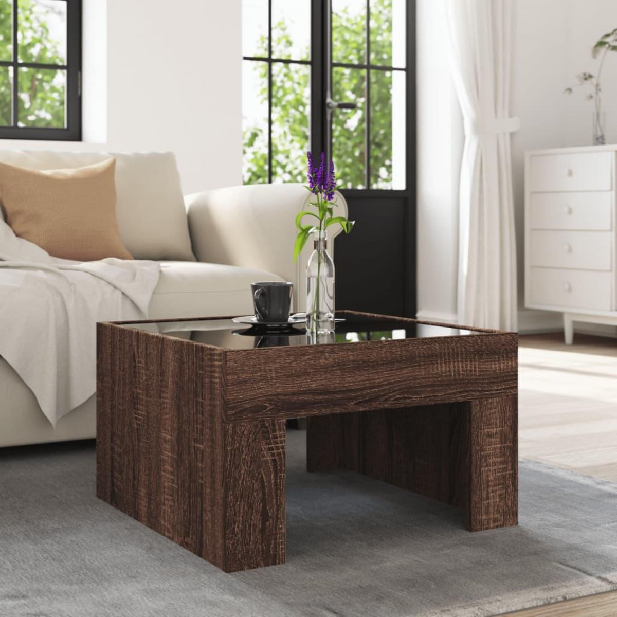 VIDAXL Table basse avec LED infini chene marron 50x50x30 cm