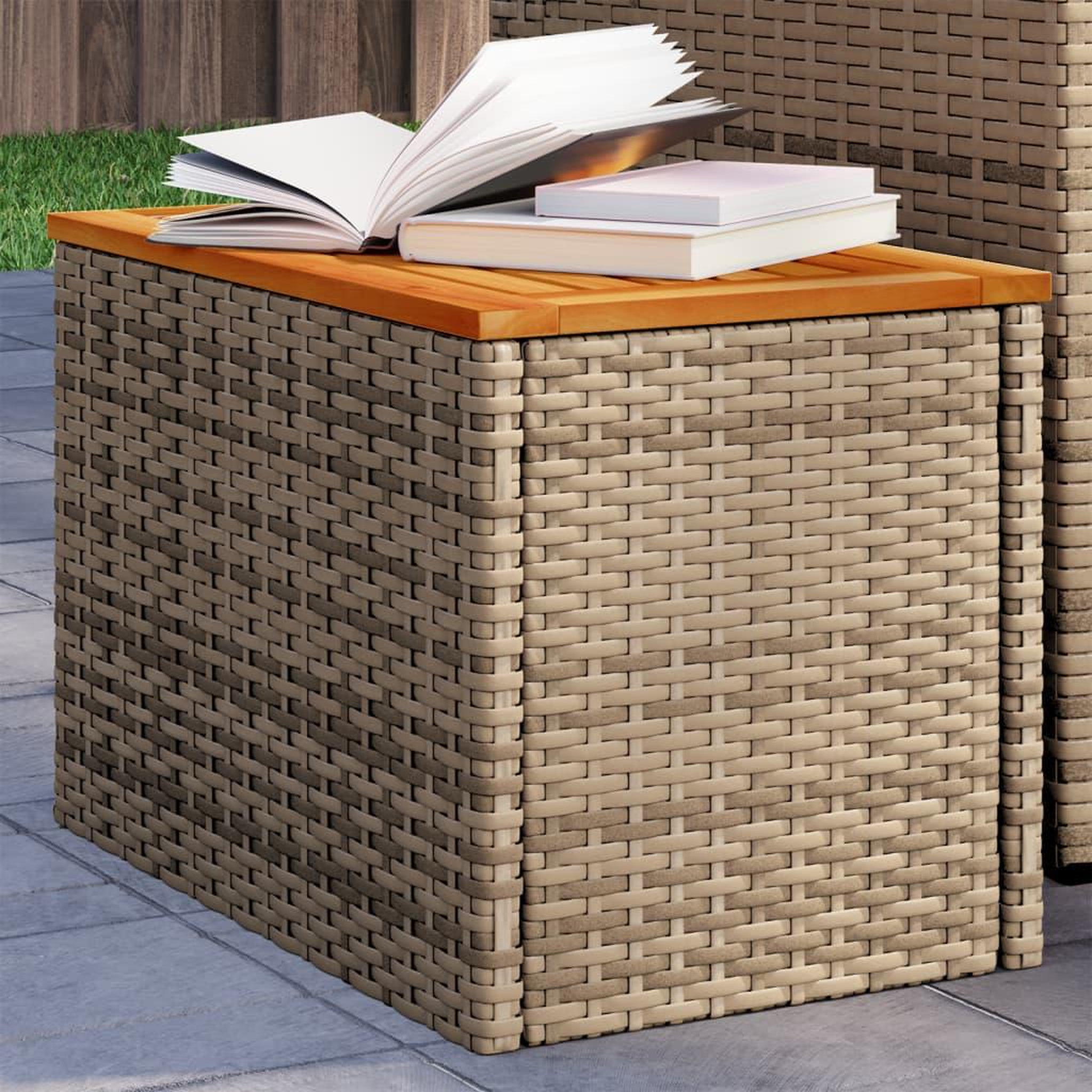 VIDAXL Tables d'appoint de jardin 2 pcs beige rotin bois massif