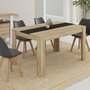 Voir la diapositive 2 : ID MARKET Table à manger rectangle GEORGIA 6 personnes imitation hêtre et noire 140 x 80 cm