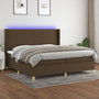 Voir la diapositive 1 : VIDAXL Sommier a lattes de lit matelas et LED Marron fonce 200x200 cm