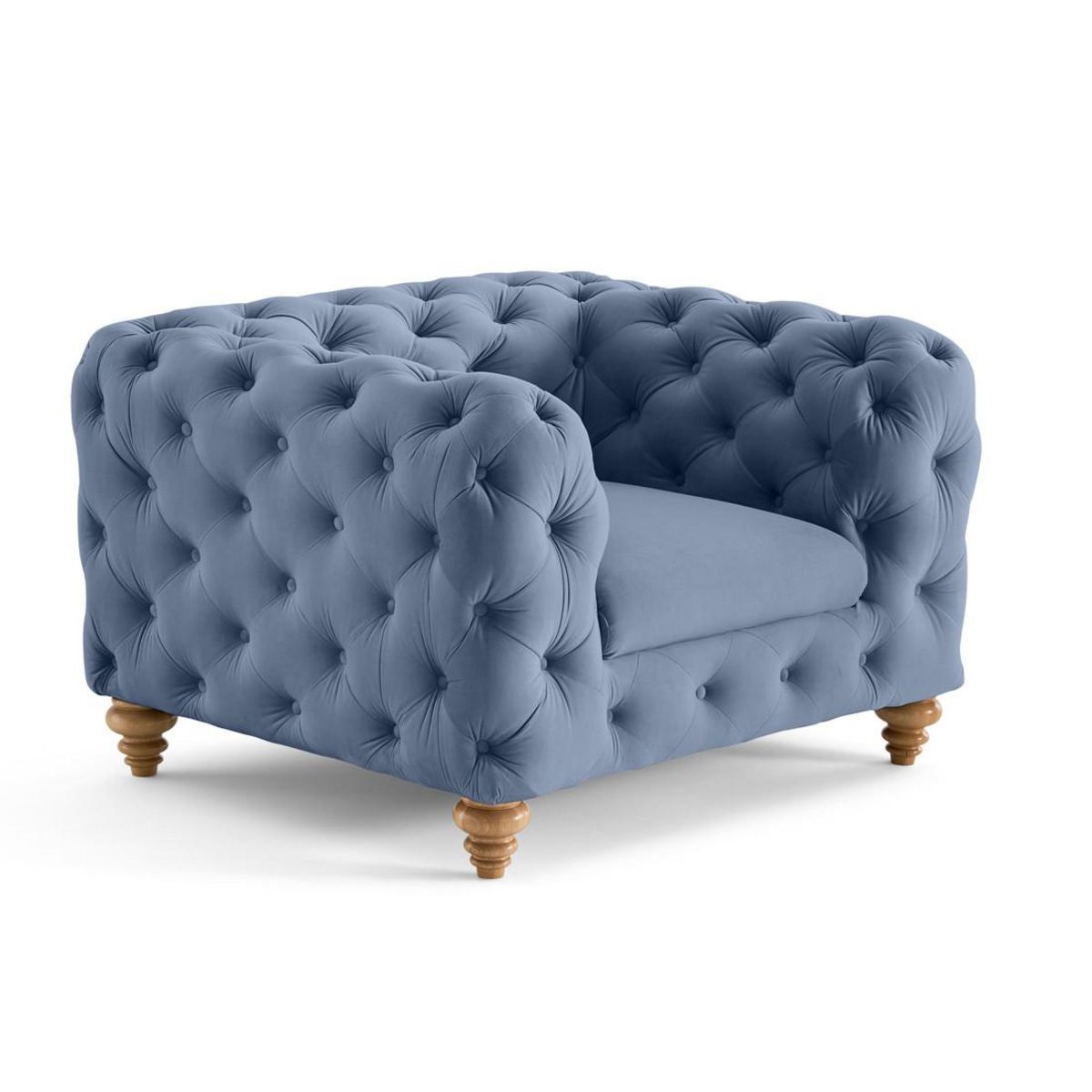 LISA DESIGN Walter - fauteuil chesterfield en velours - pieds bois