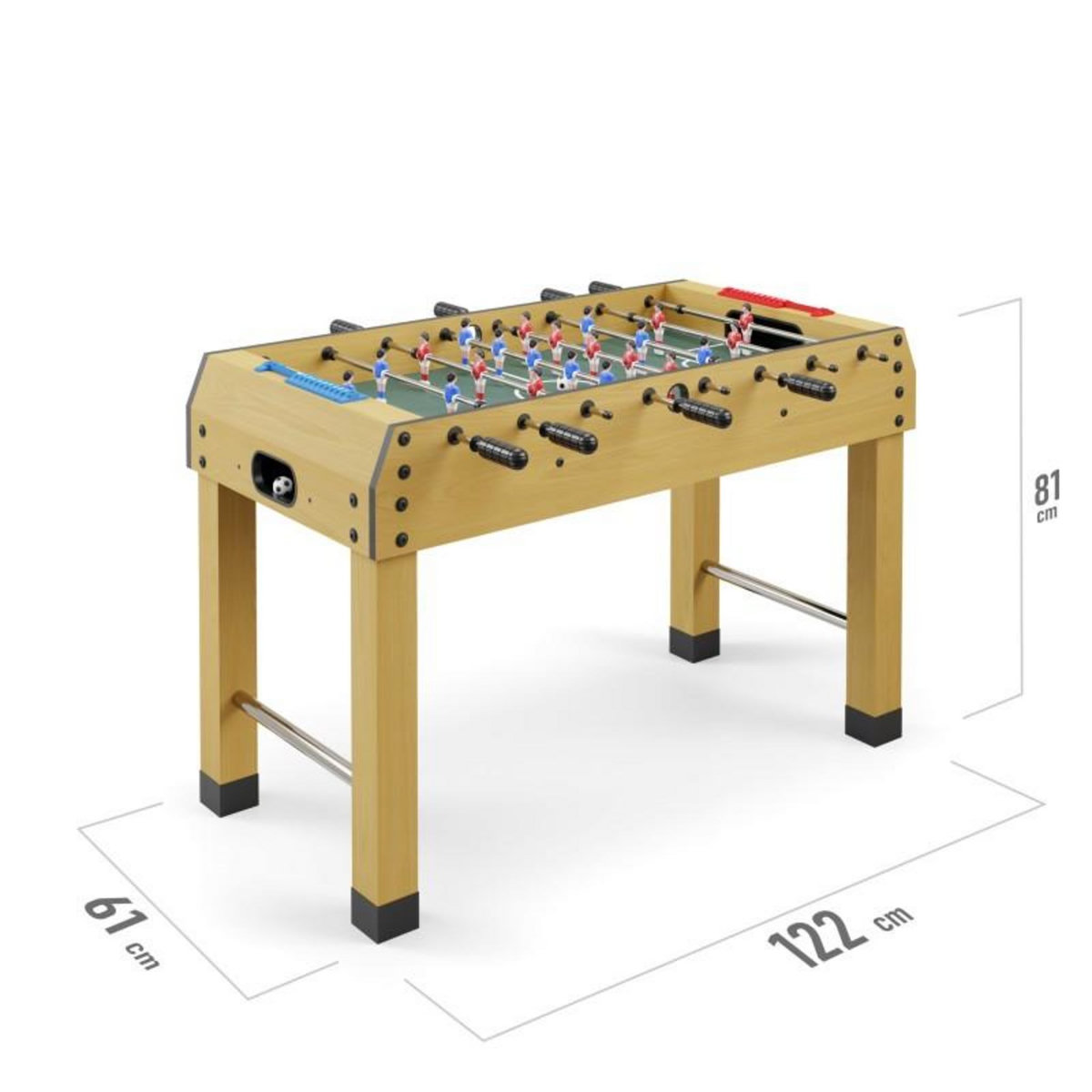 PLAY4FUN Baby-foot Teenager, Table de Baby pour Adolescents, 122 x 61 x 81 cm - Beige et Noir