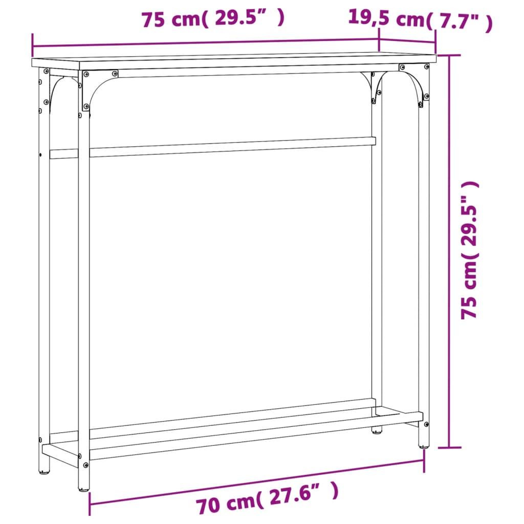 Voir la diapositive 6 : VIDAXL Table console chene sonoma 75x19,5x75 cm bois d'ingenierie