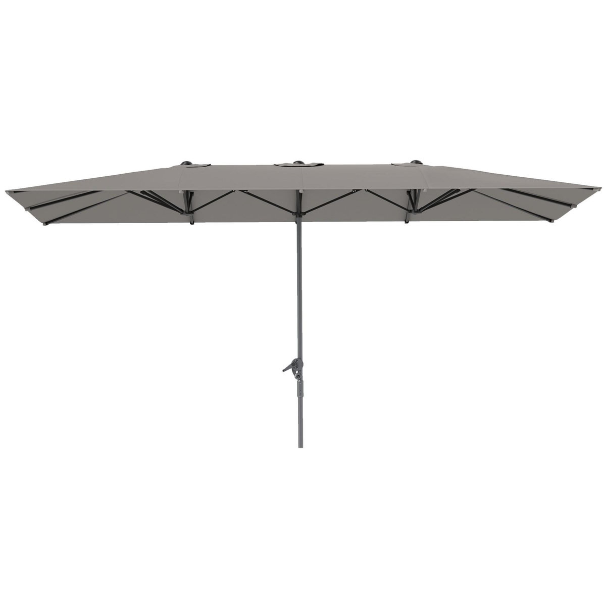 OUTSUNNY Parasol de jardin grande taille dim. 4,51 x 2,64 m manivelle alu métal polyester haute densité UPF 50+ gris