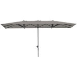 OUTSUNNY Parasol de jardin grande taille dim. 4,51 x 2,64 m manivelle alu métal polyester haute densité UPF 50+ gris