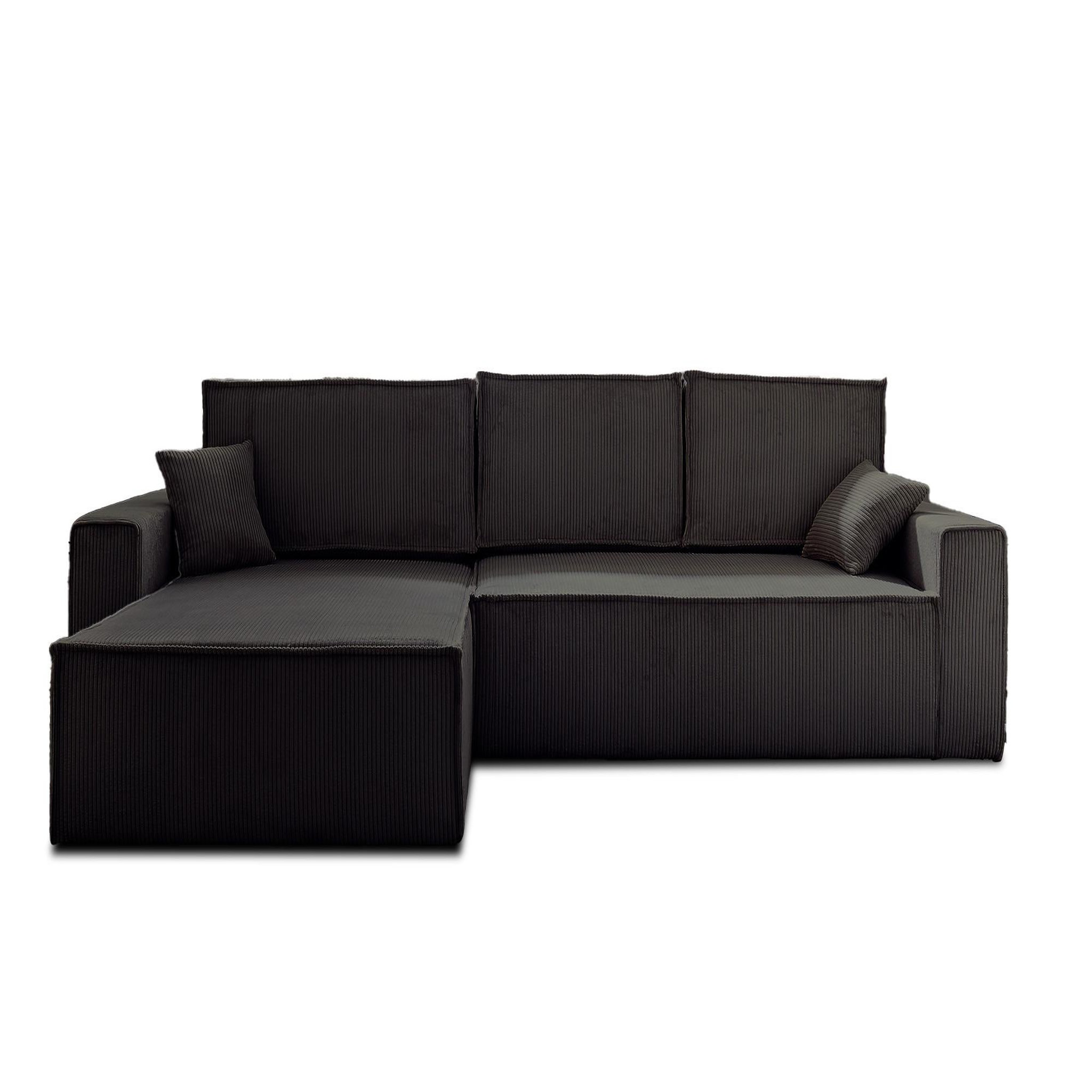 Voir la diapositive 6 : BEST MOBILIER Dellia - canapé d'angle réversible convertible - avec coffre - en velours côtelé - 4 places