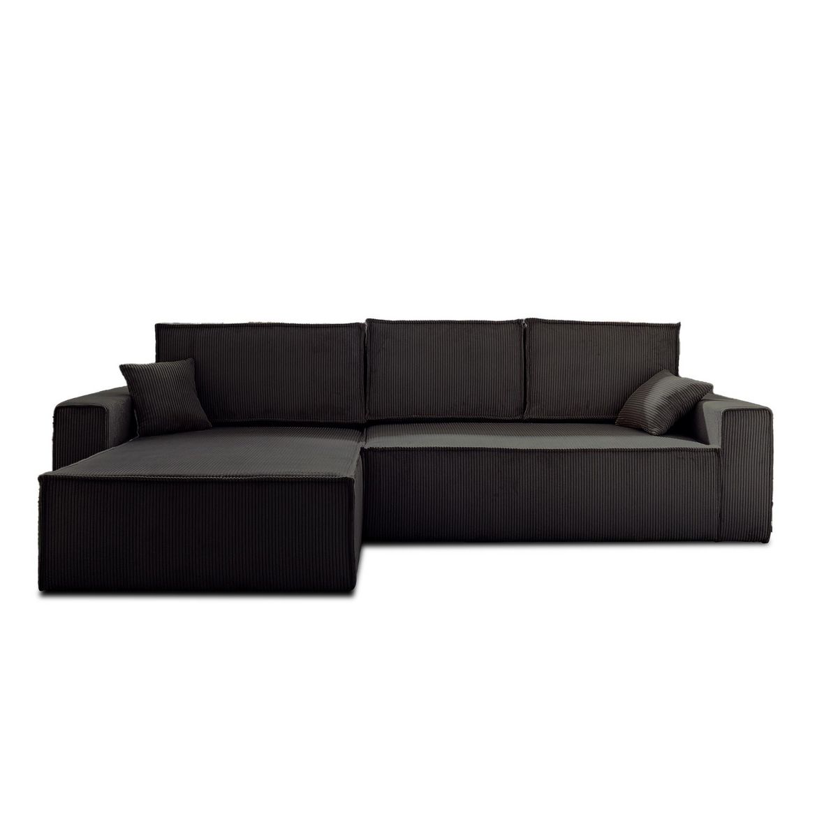 BEST MOBILIER Dellia - canapé d'angle réversible convertible - avec coffre - en velours côtelé - 4 places