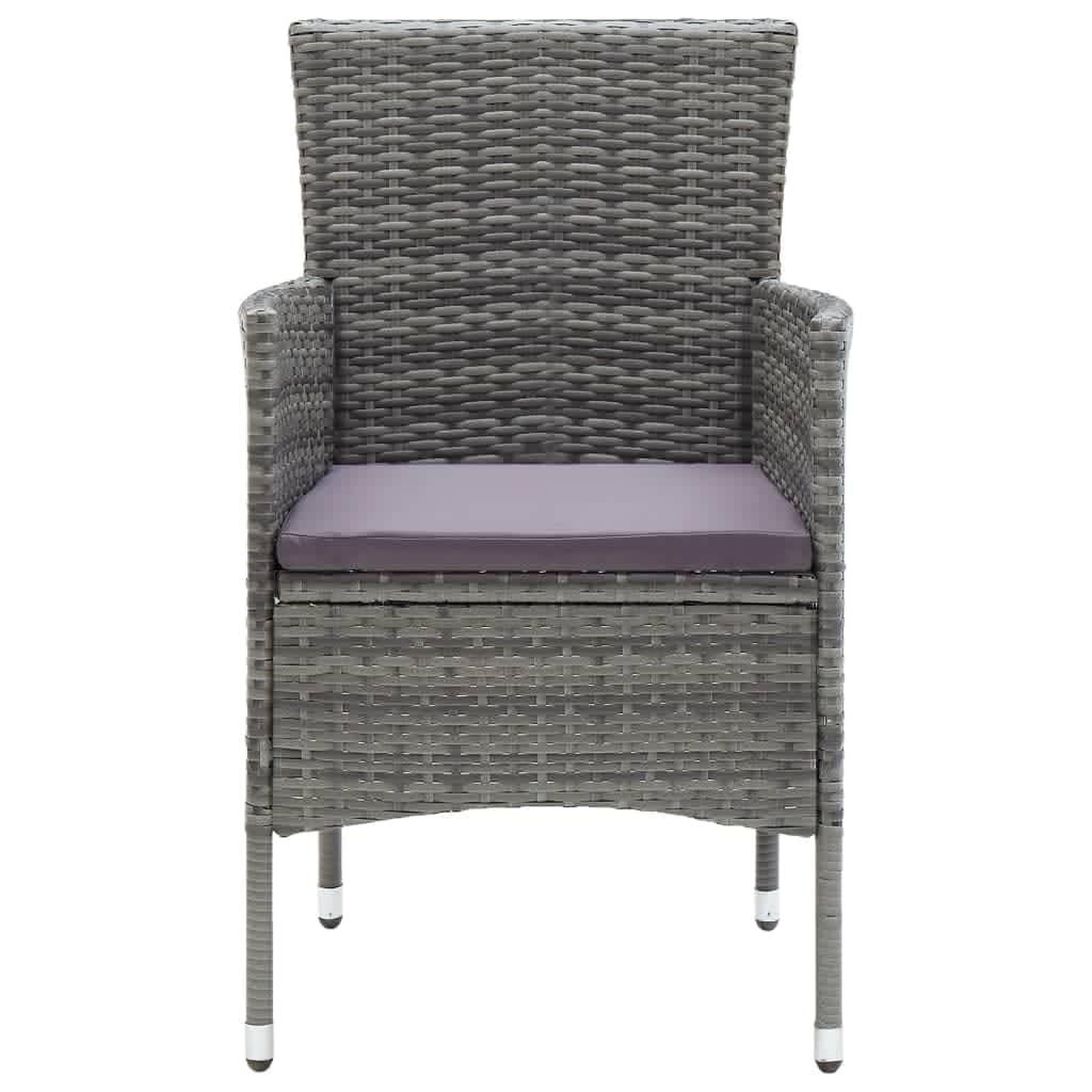 Voir la diapositive 5 : VIDAXL Ensemble a manger de jardin coussins 3pcs Resine tressee Gris
