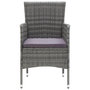 Voir la diapositive 5 : VIDAXL Ensemble a manger de jardin coussins 3pcs Resine tressee Gris
