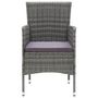 Voir la diapositive 5 : VIDAXL Ensemble a manger de jardin coussins 3pcs Resine tressee Gris