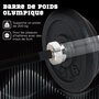 Voir la diapositive 4 : HOMCOM Barre d'haltères en acier 180 cm Ø 50 mm avec 2 pinces charge max. 200 Kg