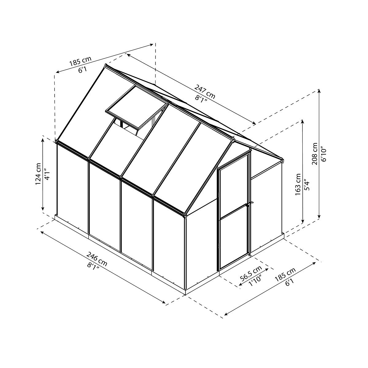 Canopia by PALRAM Serre de jardin polycarbonate Mythos 6x8 m Grey