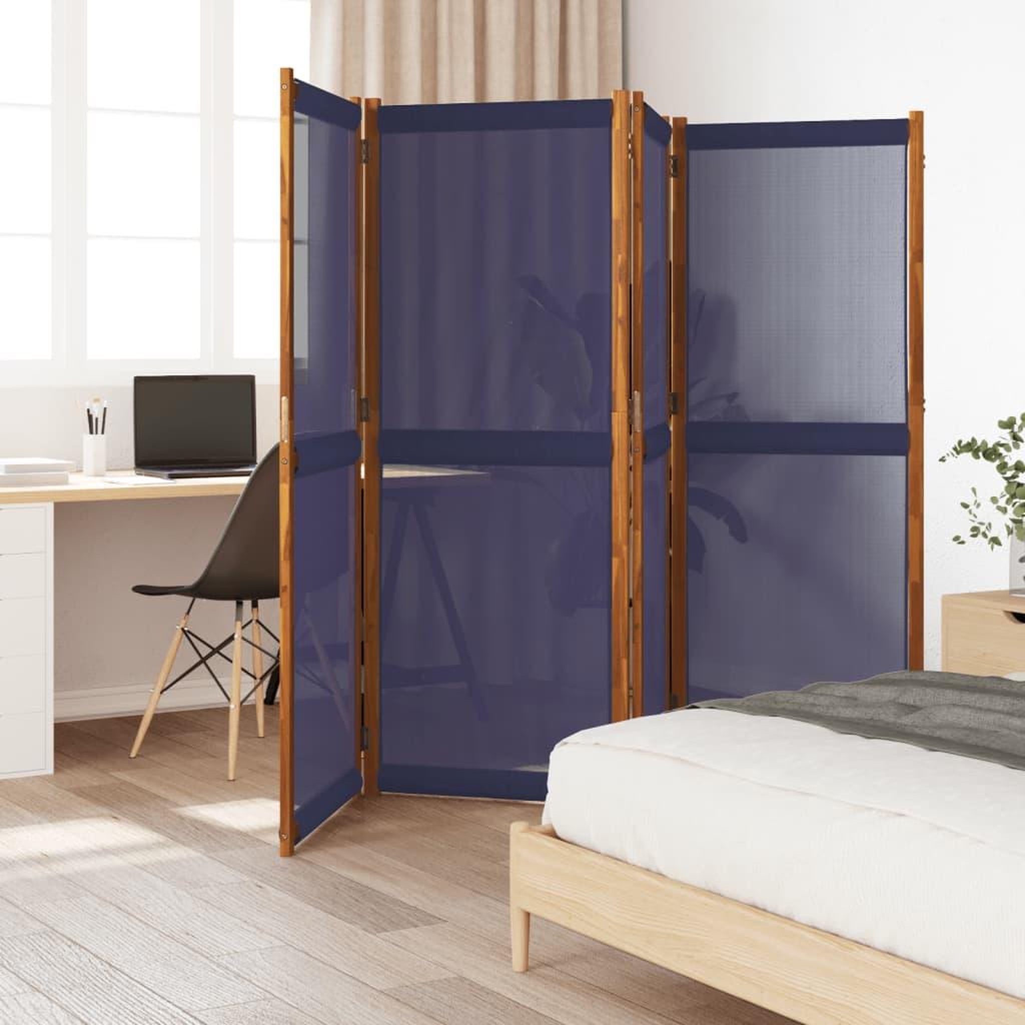 VIDAXL Cloison de separation 4 panneaux bleu fonce 280x180 cm