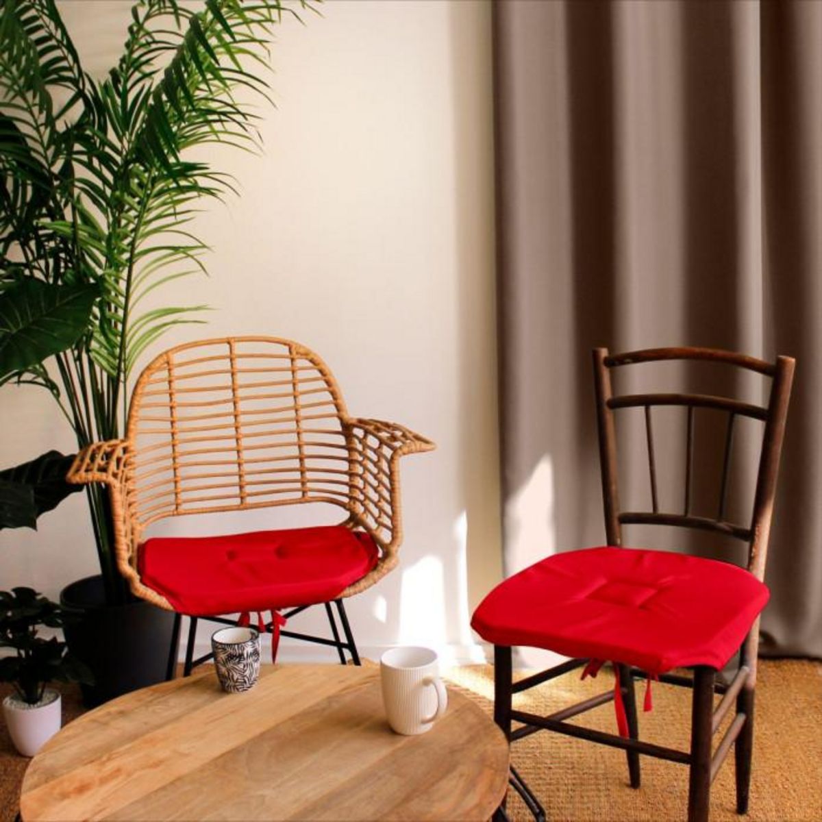 Paris Prix Galette de Chaise Uni  Basic  40x40cm Rouge