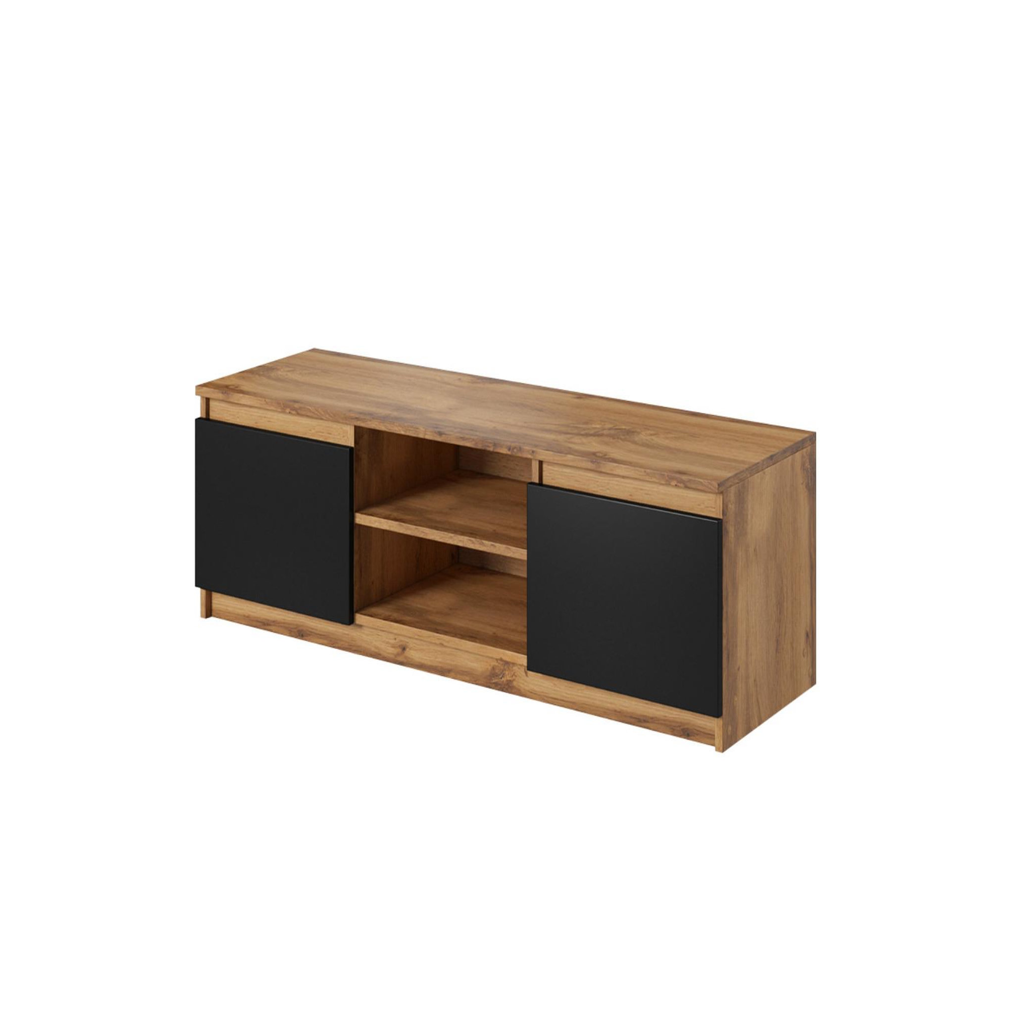 BEST MOBILIER Robin - meuble tv - 2 portes et 2 niches - 120 cm. Coloris disponibles : Noir