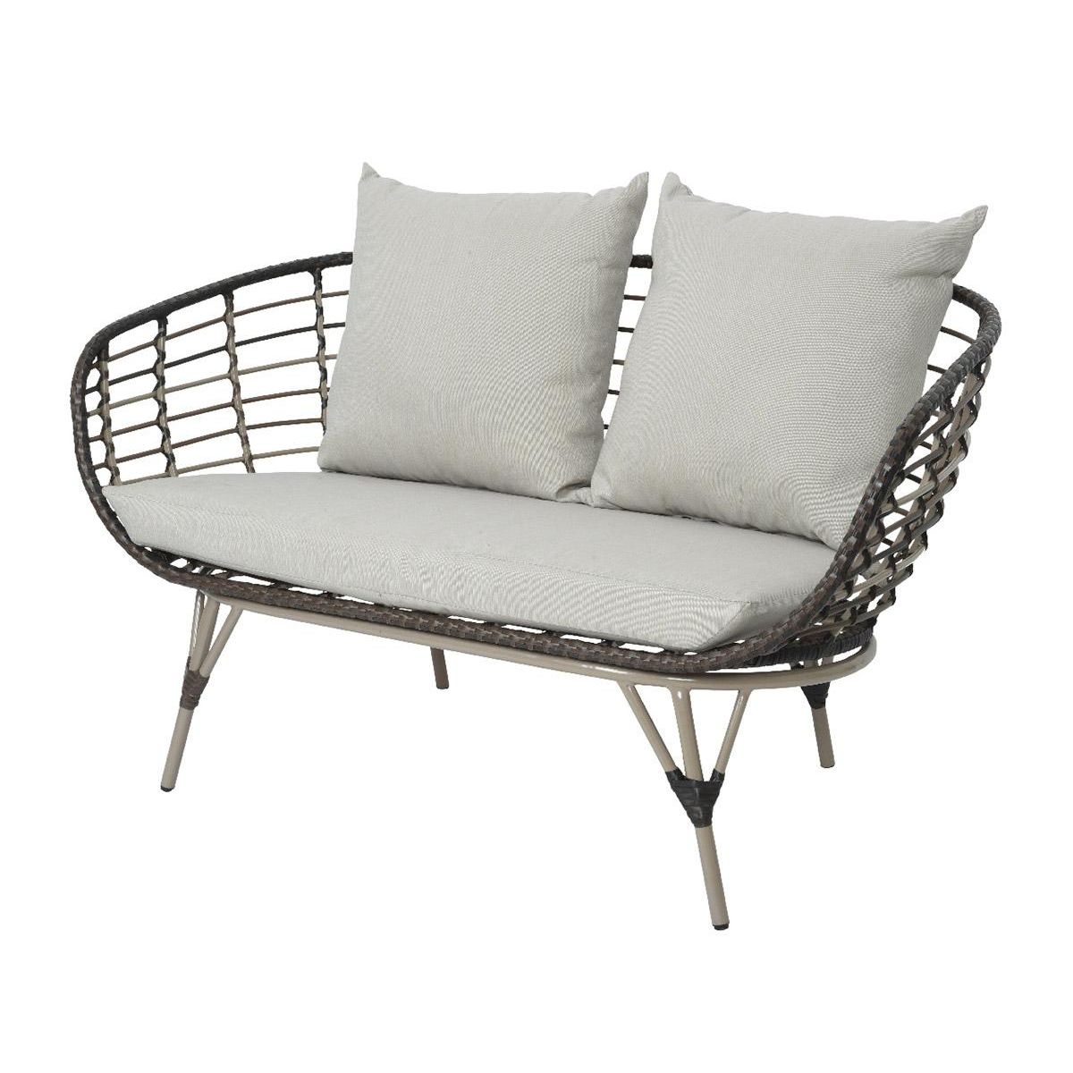 JARDIDECO Salon de jardin en résine tressée brun Evora avec table basse - 4 places