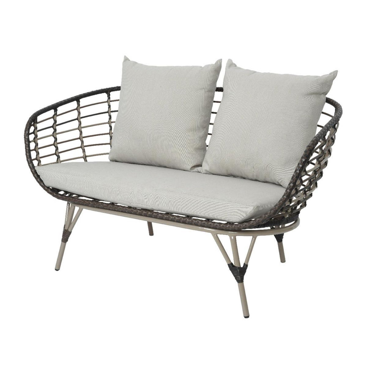 JARDIDECO Salon de jardin en résine tressée brun Evora avec table basse - 4 places