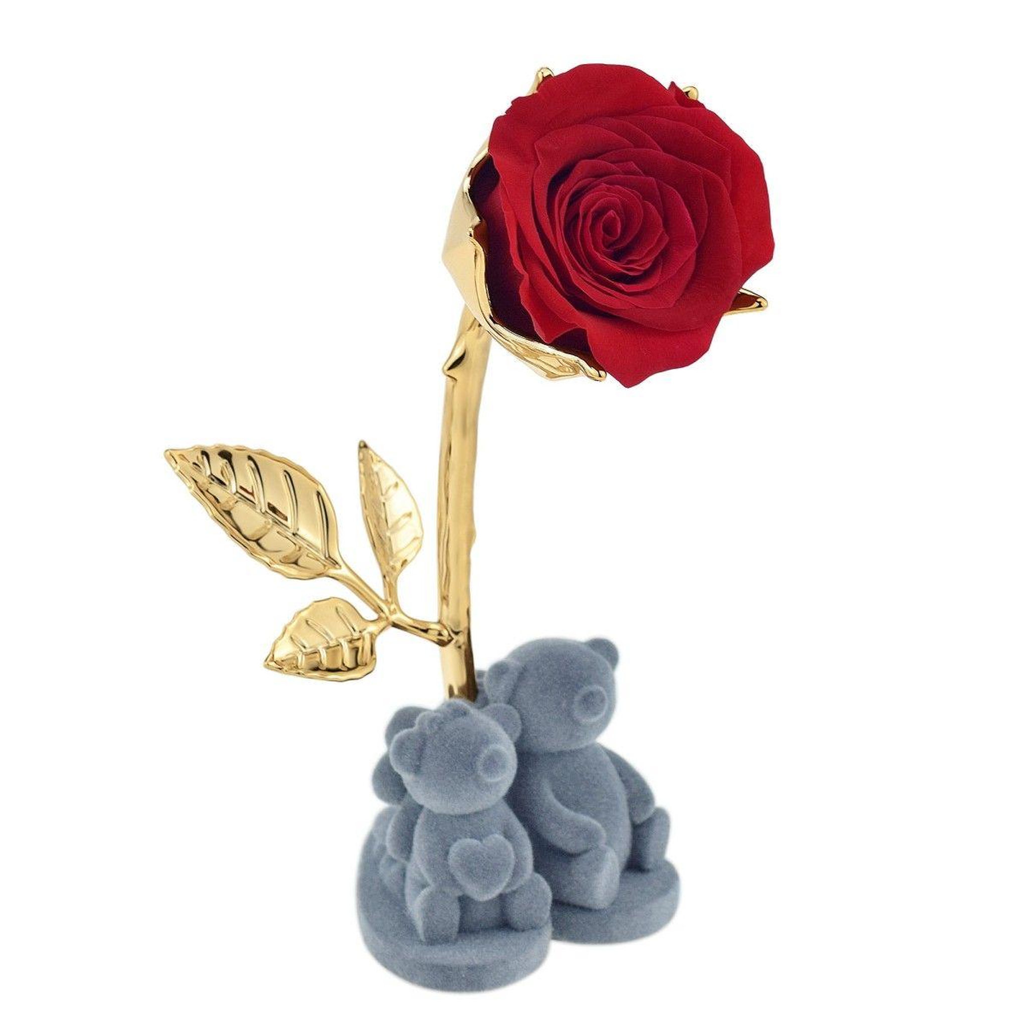 Voir la diapositive 2 : SC CRYSTAL Oursons et rose éternelle rouge