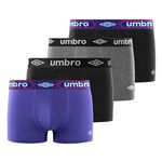 UMBRO Lot de 4 Boxers homme coton Bio Neo. Coloris disponibles : Noir