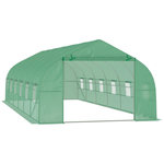 OUTSUNNY Serre tunnel grande taille 24 m² châssis tubulaire acier galvanisé renforcé 2,4 cm 12 fenêtres 1 porte vert