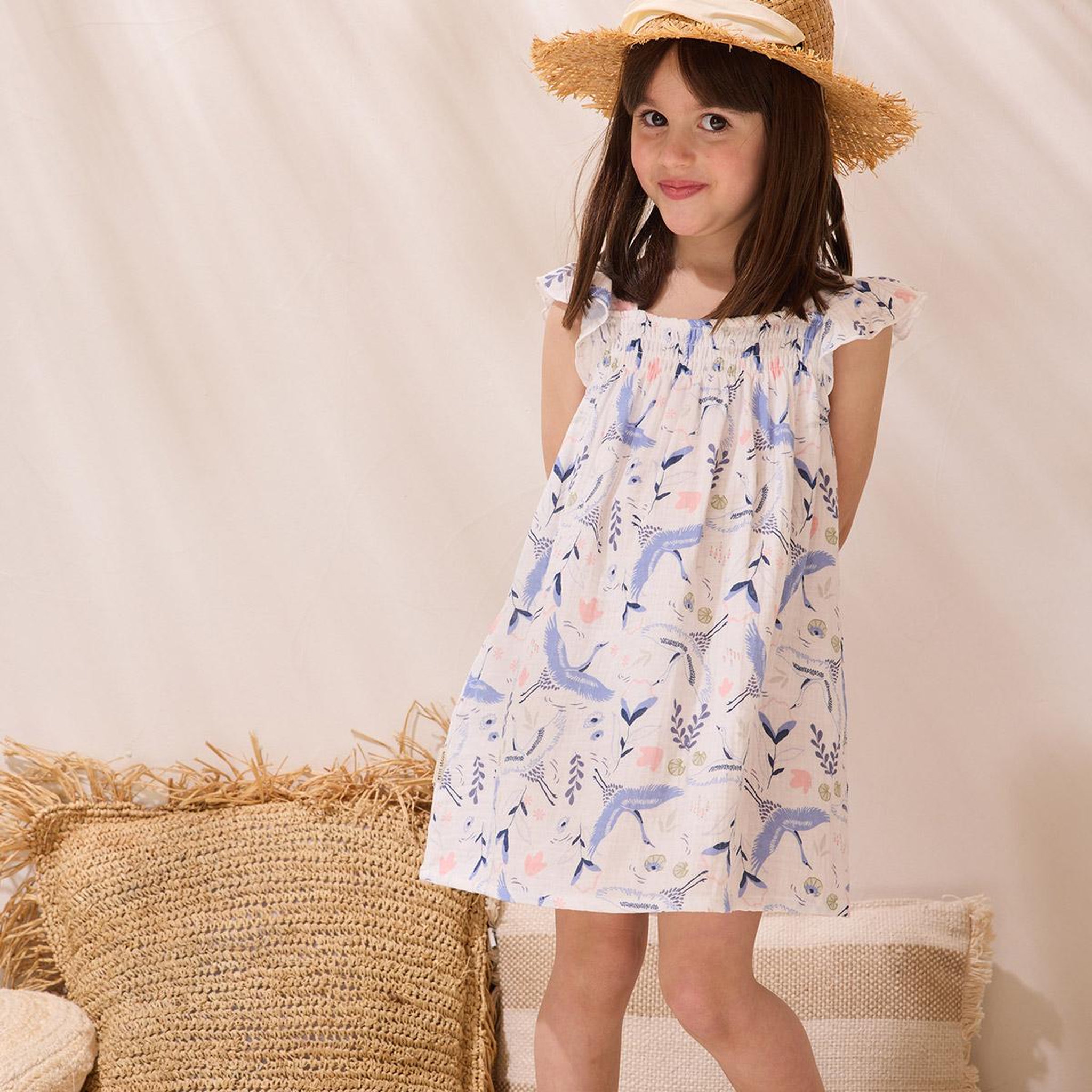 Voir la diapositive 6 : Petit Béguin Robe enfant en gaze de coton tiana
