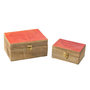 Voir la diapositive 1 : Paris Prix Lot de 2 Boîtes Déco en Bois  Cœur  20cm Rouge & Naturel