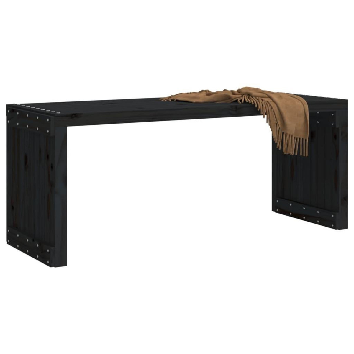 VIDAXL Banc de jardin extensible noir 212,5x40,5x45 cm bois massif pin