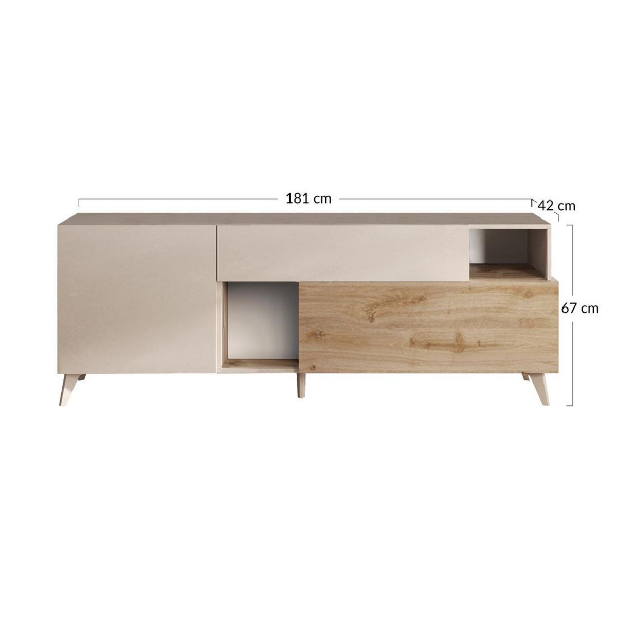 BEST MOBILIER Estelle - meuble tv - 2 portes et 1 tiroir - 181 cm