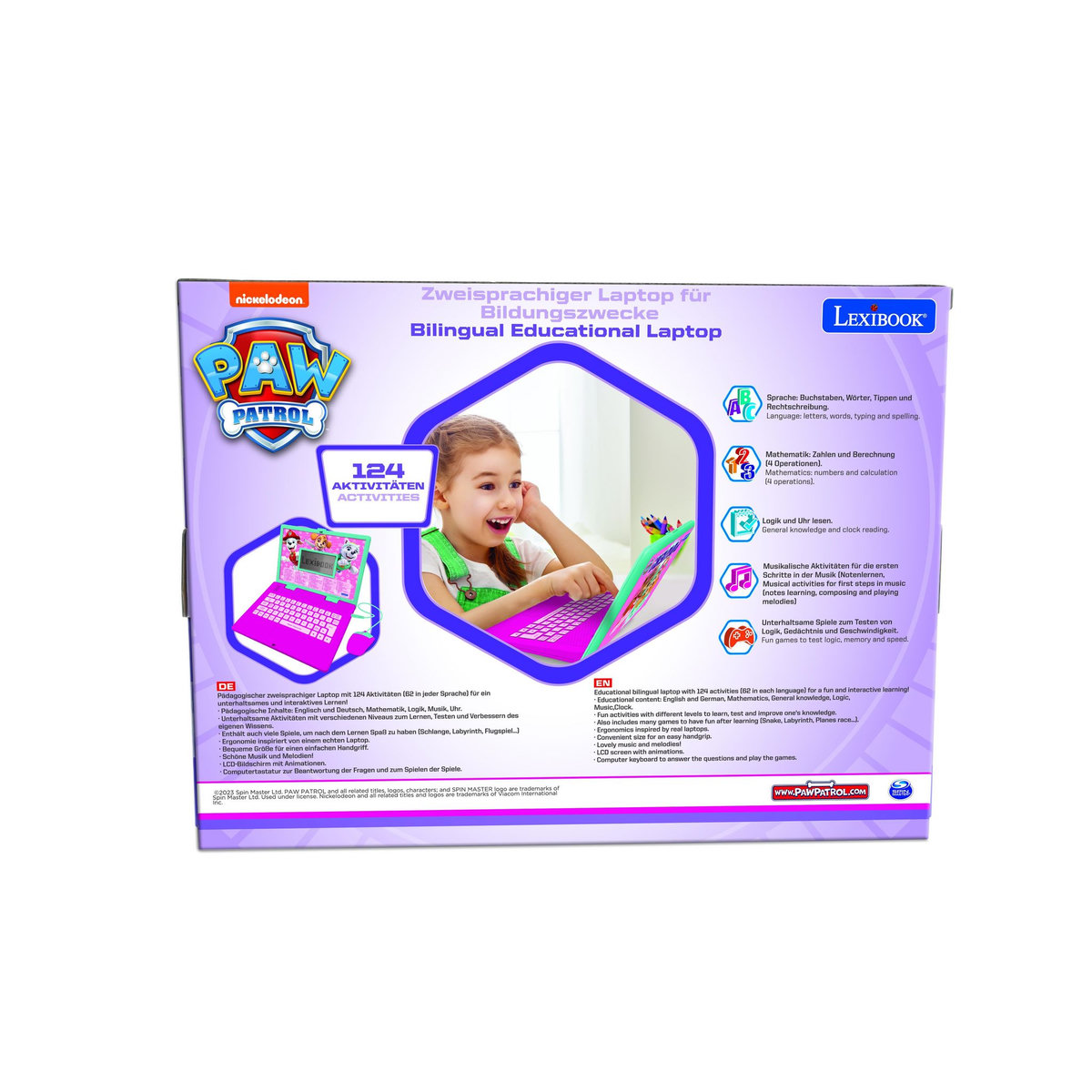 Lexibook Ordinateur portable éducatif bilingue La Pat Patrouille Girly (EN/DE)